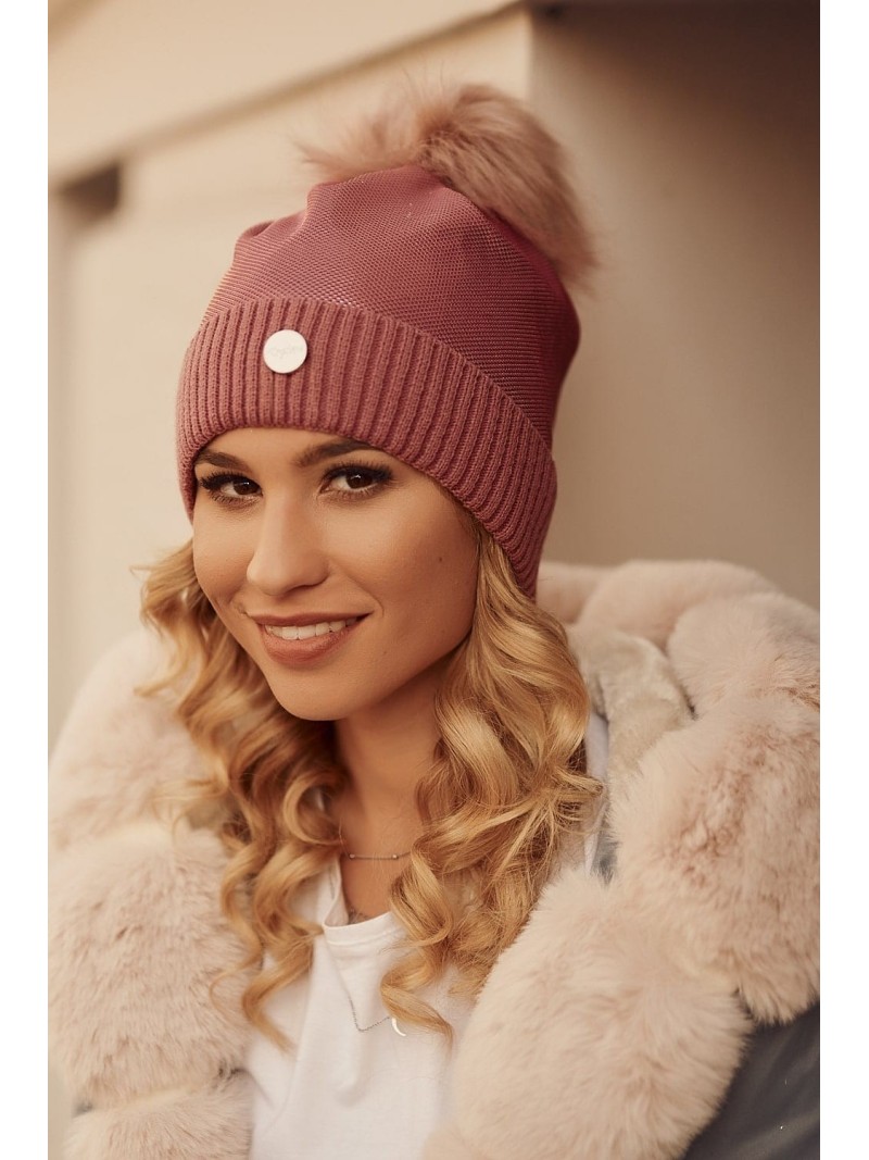 Wintermütze mit schimmerndem Faden, dunkelrosa C62 - Online-Shop - Boutique